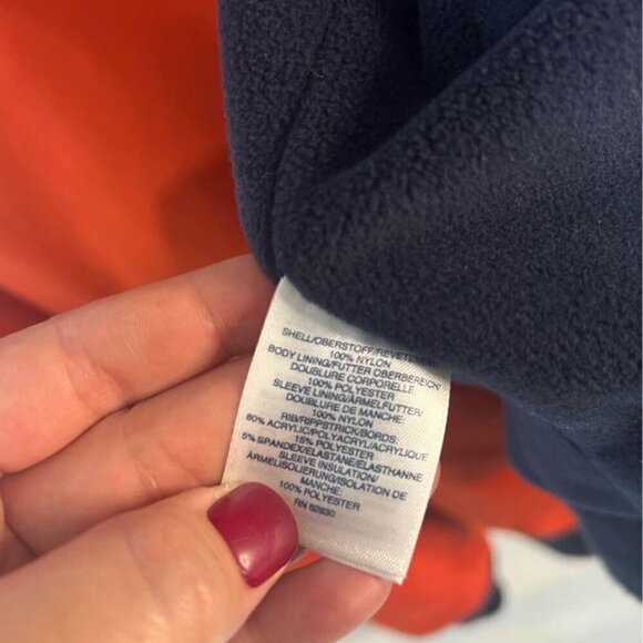 Lands End mens orange and navy jacket. Size large. Brand new! Reflective strip. - Picture 9 of 11